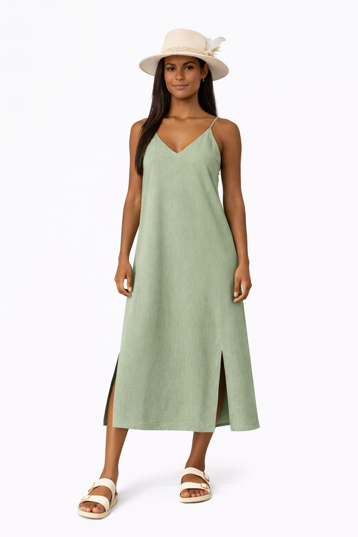 Organic Cotton Strap Dress (Sage)