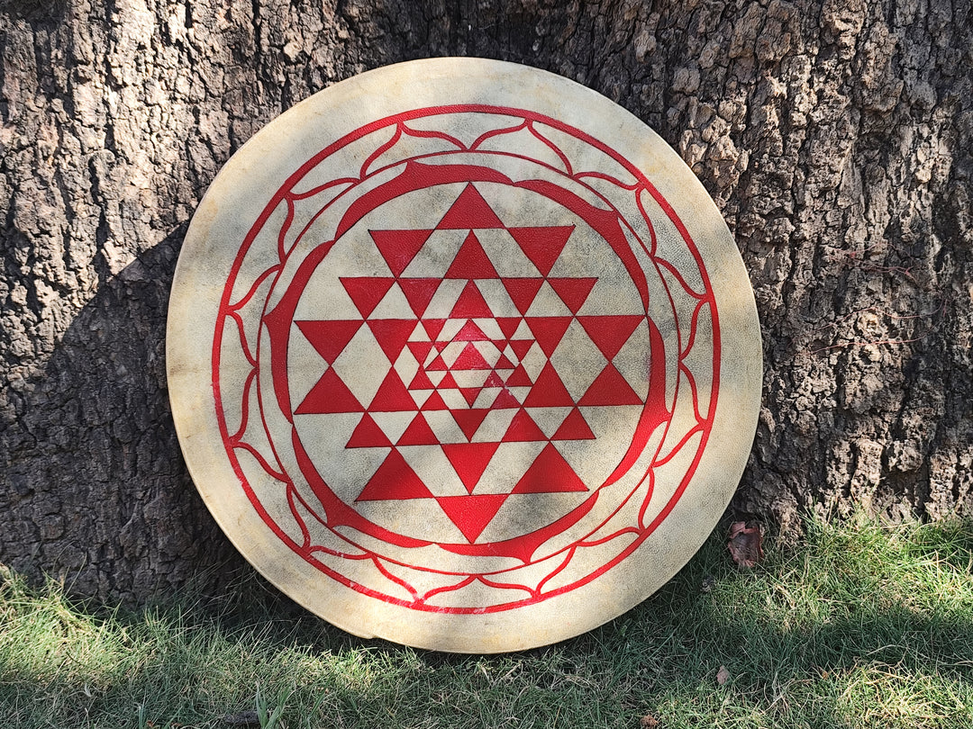 Hand Painted Sri Yantra Sacred Geometry Medicine Drum
