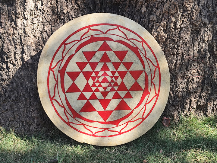 Hand Painted Sri Yantra Sacred Geometry Medicine Drum