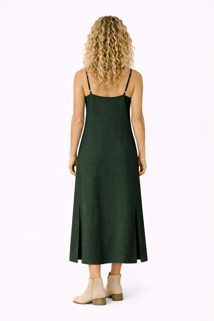 Organic Cotton Strap Dress (Forest Green)