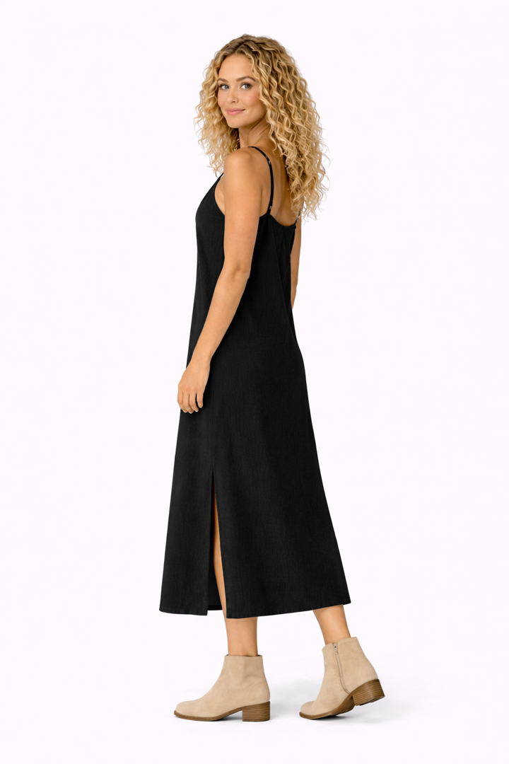 Organic Cotton Strap Dress (Black)