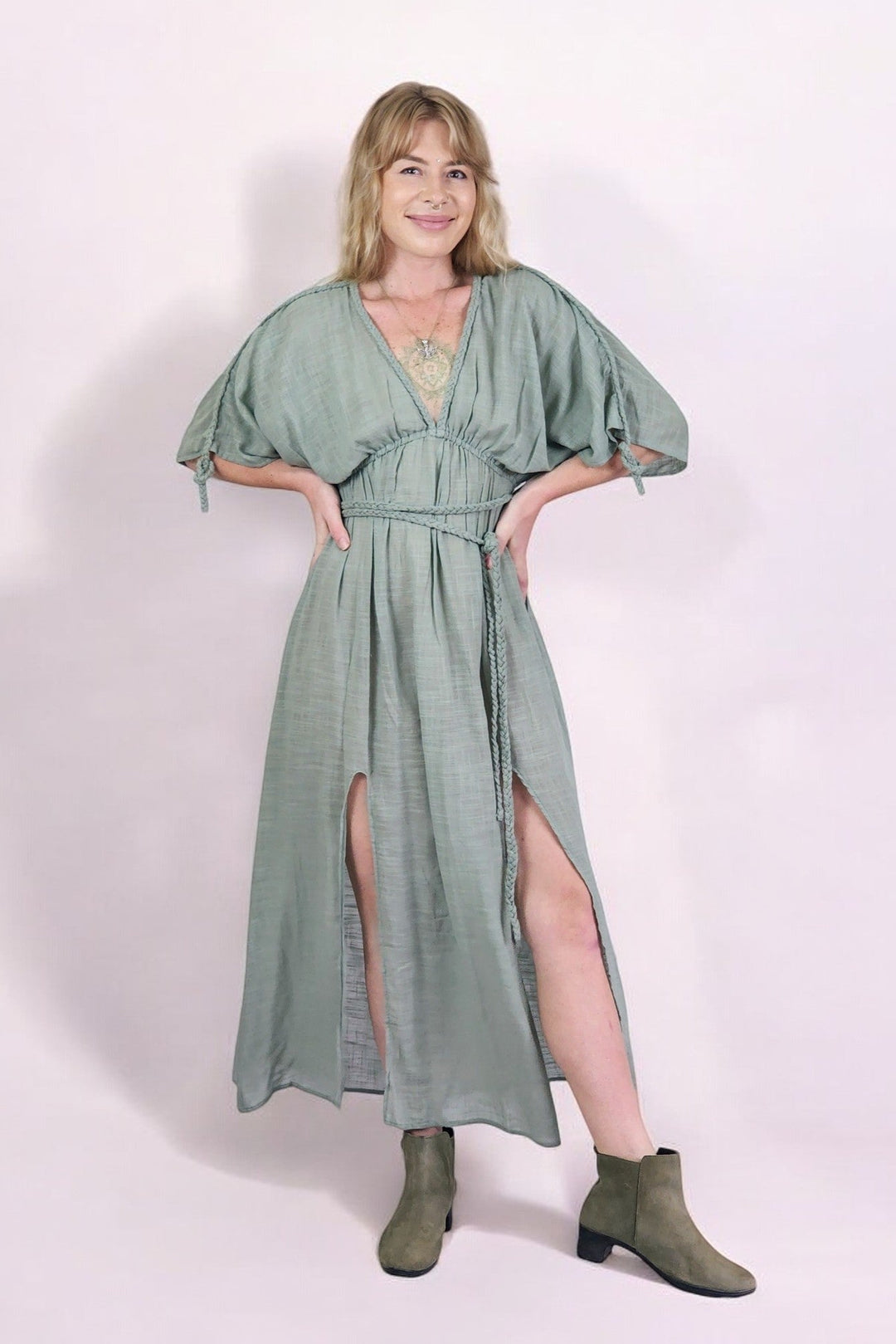 green rope dress Organic Cotton Rope Goddess Maxi Dress (Sage) – Sacred Ceremony Co