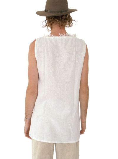Men's Organic Cotton Sleeveless Shirt in White