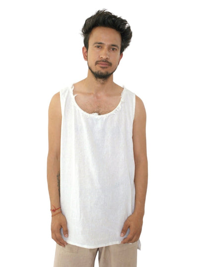 Men's Organic Cotton Sleeveless Shirt in White