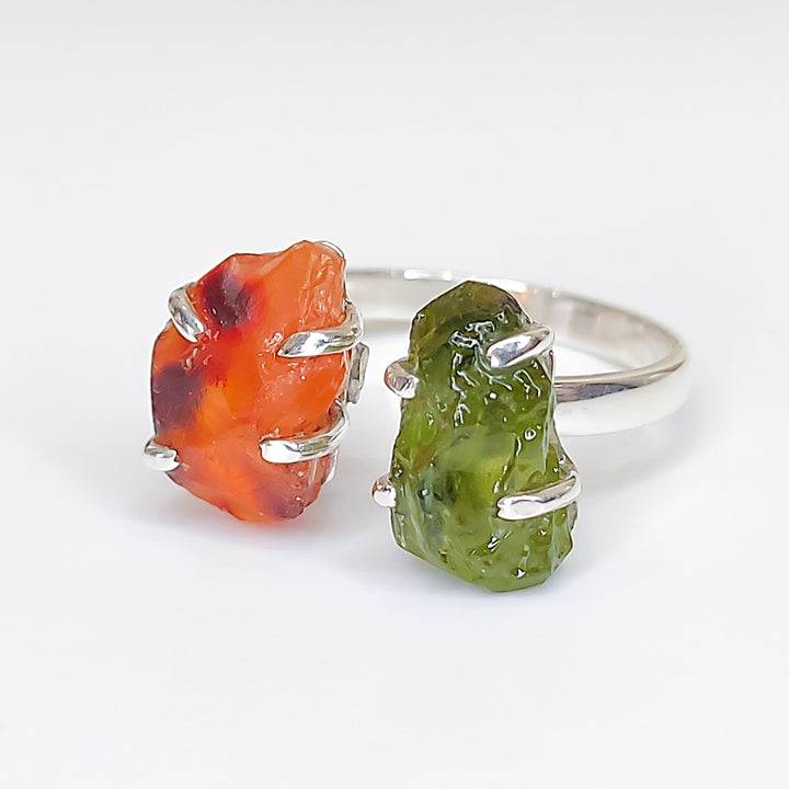 raw-moldavite-carnelian-double-stone-prong-ring.jpg