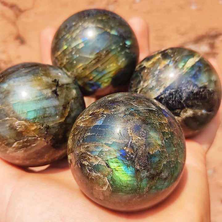 High Quality Labradorite Mineral Sphere | Crystal Healing | Collectible Crystal Orb | Labradorite Sphere | Reiki - ShantiShopIndia