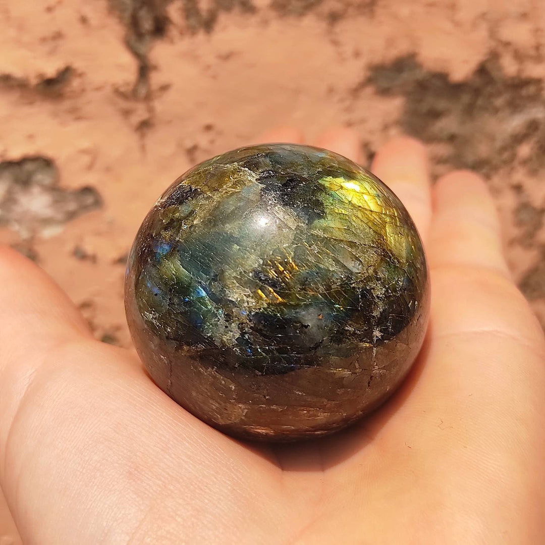 High Quality Labradorite Mineral Sphere | Crystal Healing | Collectible Crystal Orb | Labradorite Sphere | Reiki - ShantiShopIndia