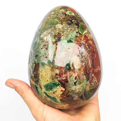 High Quality Rare Dragon Blood Jasper Crystal Egg | Bloodstone Egg | Bastite Stone | Dragon Stone | Blood Jasper | 2362 Grams - ShantiShopIndia