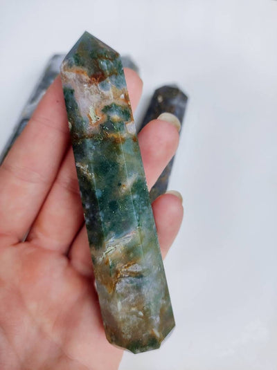 Moss Agate Crystal Towers | Moss Agate Crystal Points | Reiki Chakra Healing Crystals | Crystal Collection | Tree Agate Towers