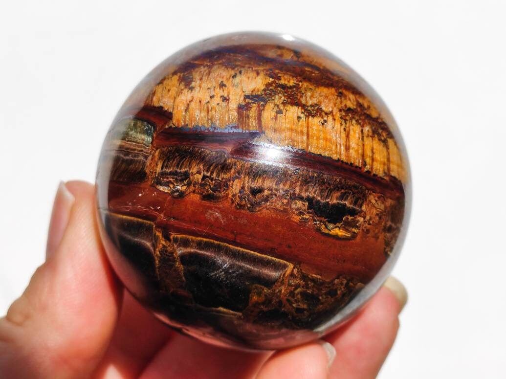 Tiger Iron Sphere | Red and Blue Tiger Iron | Red Tigers Eye | Blue Tigers Eye | Mugglestone | Grounding Stone