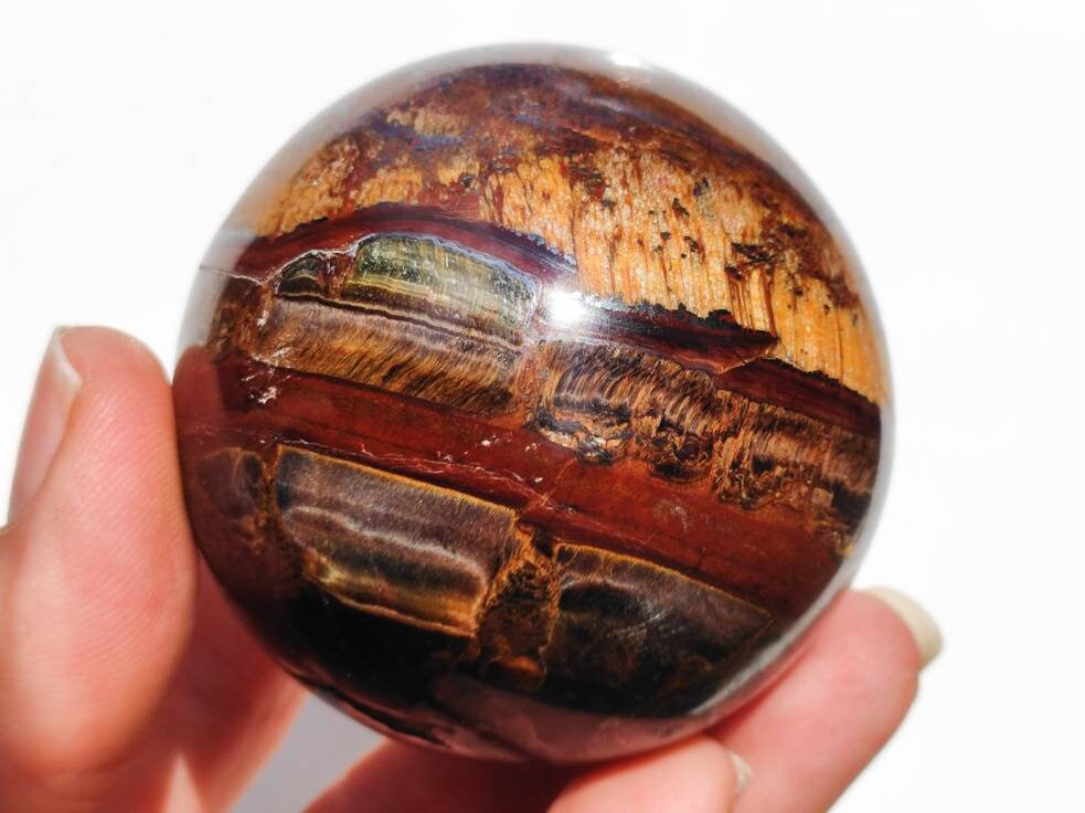 Tiger Iron Sphere | Red and Blue Tiger Iron | Red Tigers Eye | Blue Tigers Eye | Mugglestone | Grounding Stone